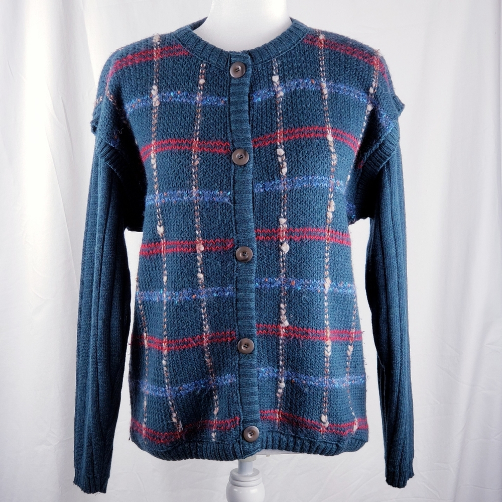 Vintage Pendleton Wool Blend Plaid 90s Vibe Size Large Button Up Open Cardigan
